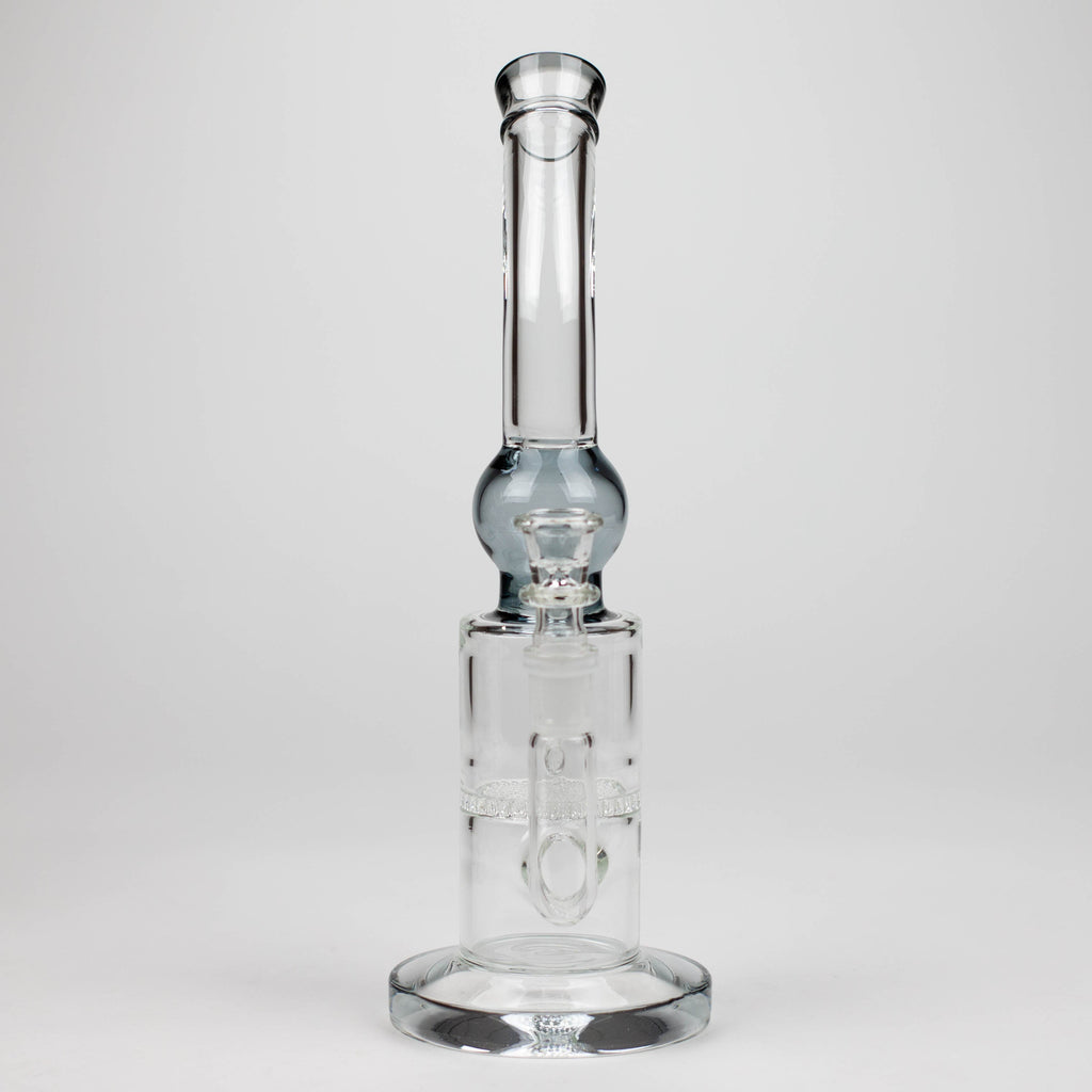 11" Color accented glass bong with honeycomb diffuser-Assorted