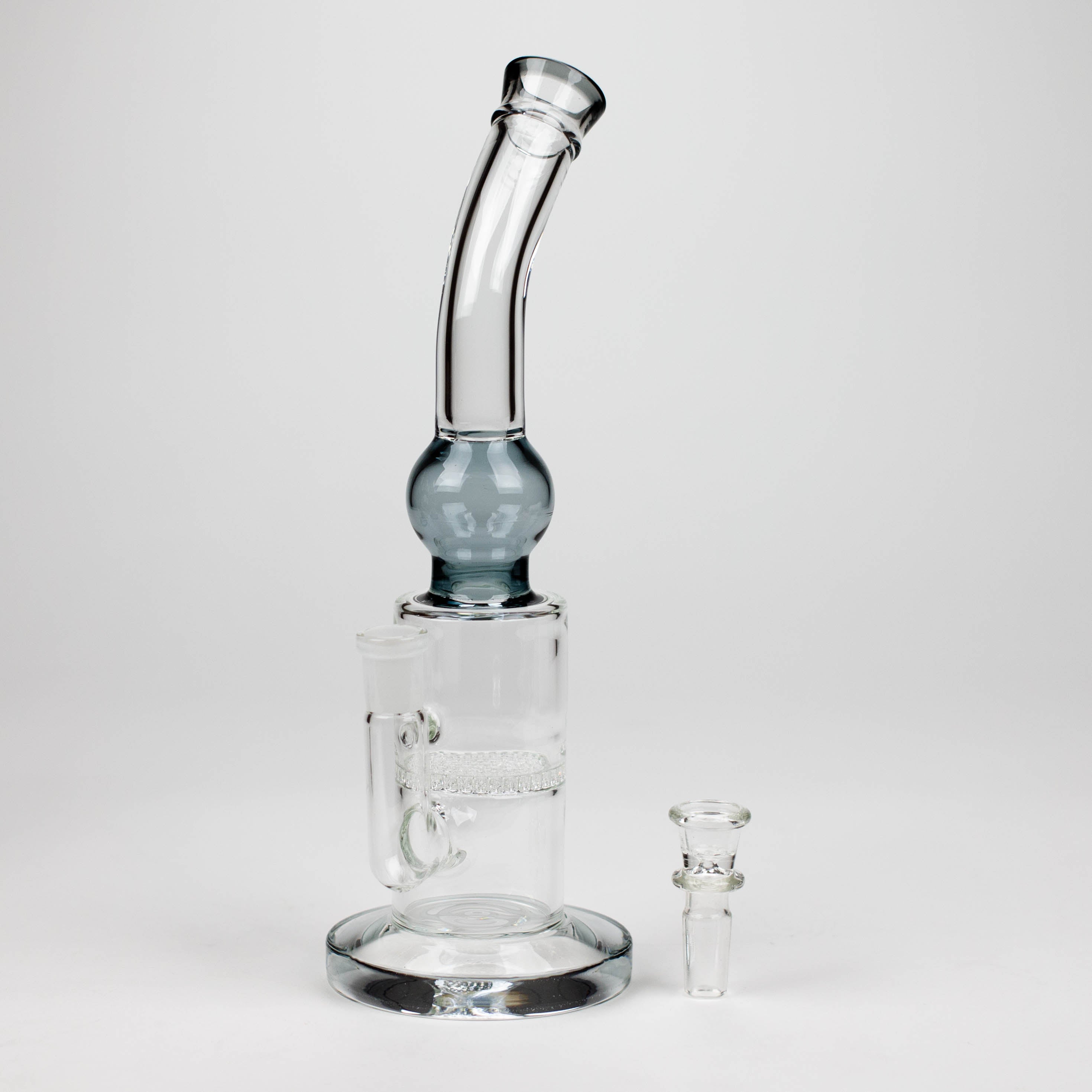11" Color accented glass bong with honeycomb diffuser-Assorted
