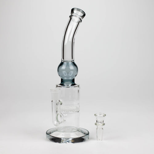 11" Color accented glass bong with honeycomb diffuser-Assorted