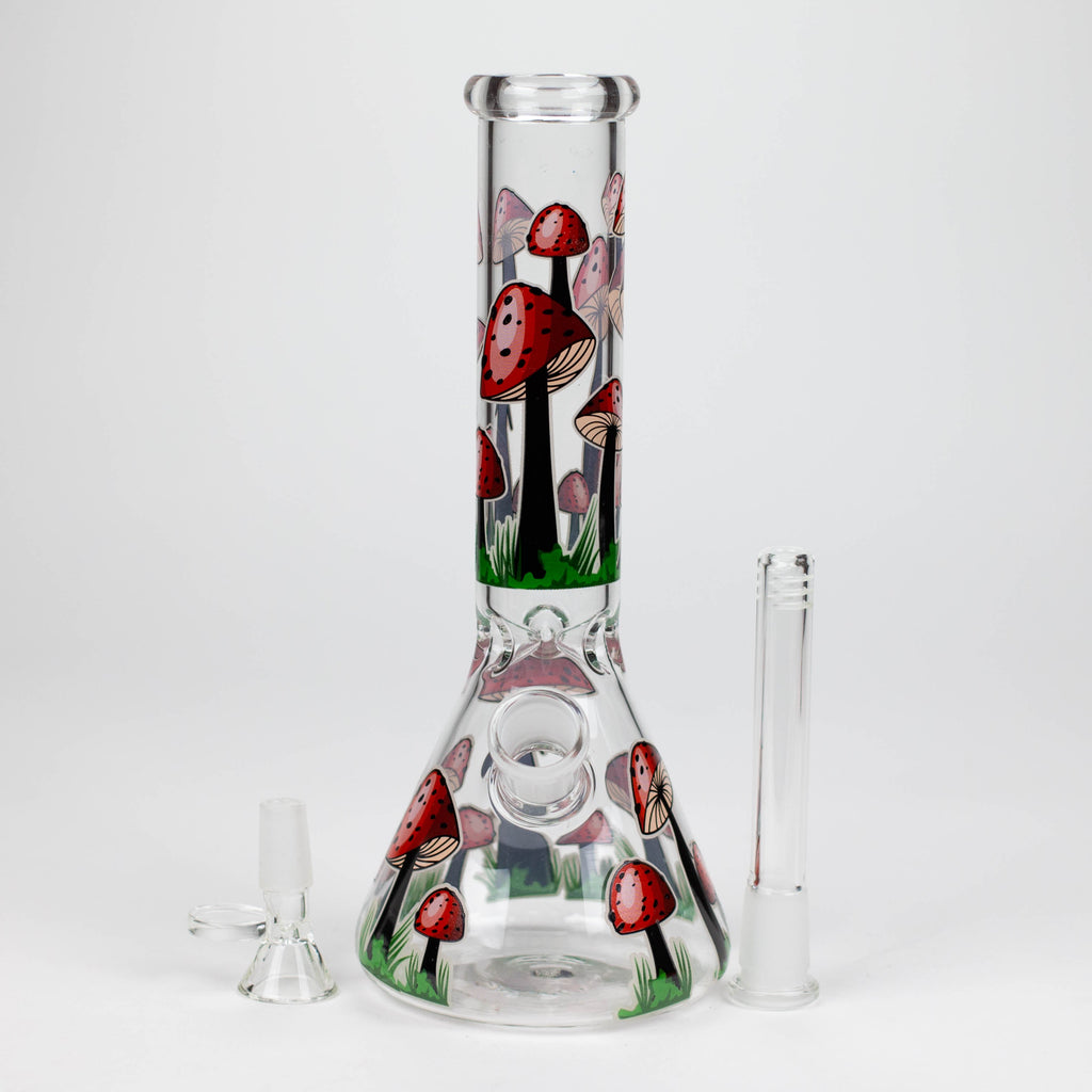 Z10" Glow in the dark Glass Bong With  Mushroom Design