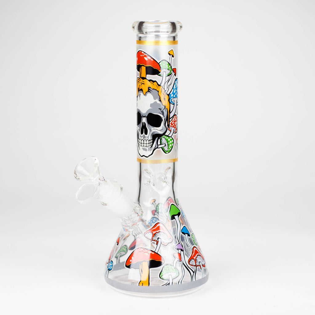 Z10" Glow in the dark Glass Bong With  Mushroom Skull  Design