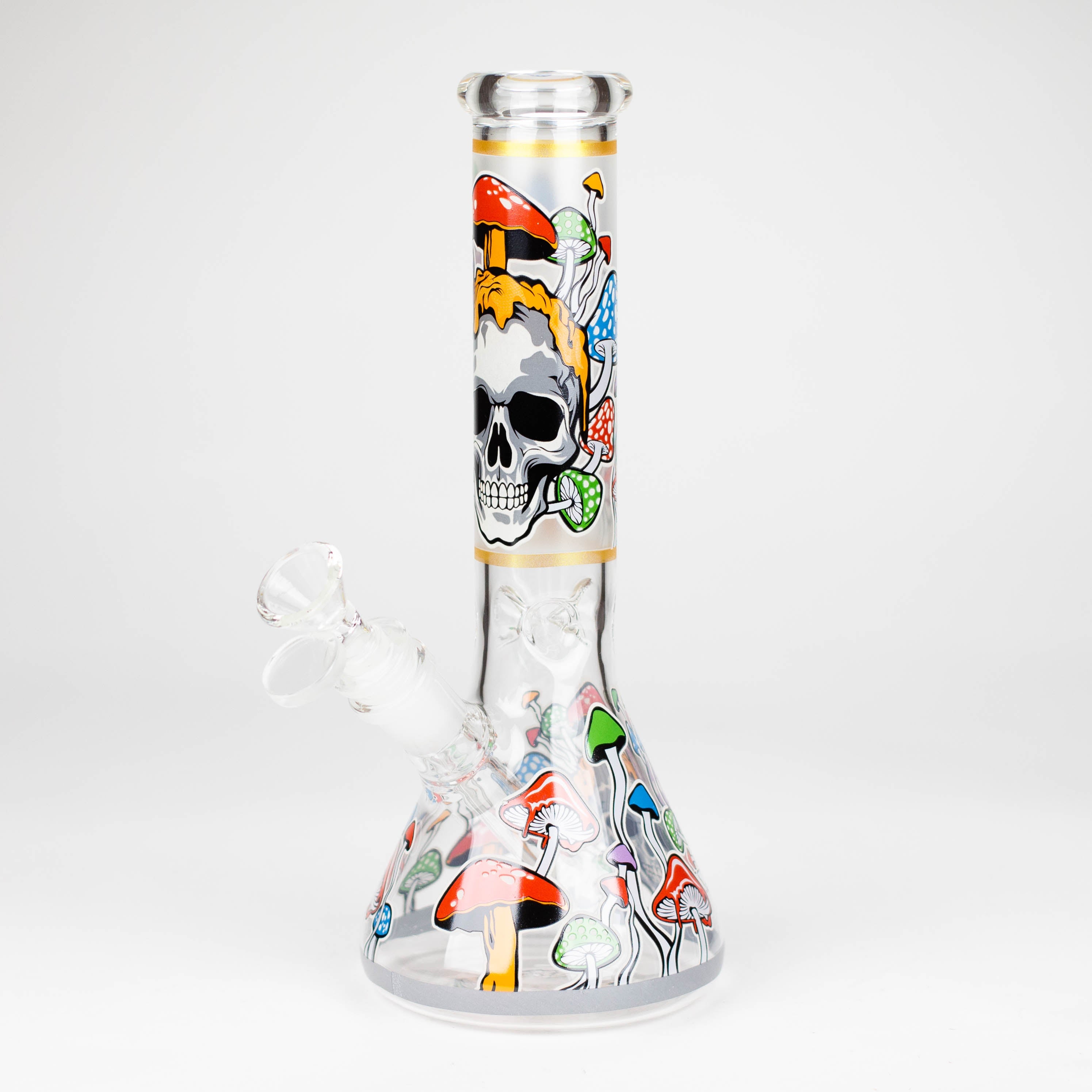 Z10" Glow in the dark Glass Bong With  Mushroom Skull  Design
