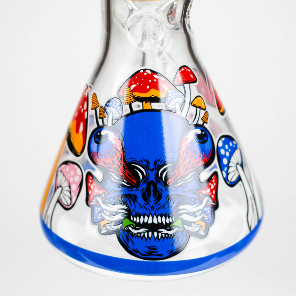 Z10" Glow in the dark Glass Bong With  Mushroom Skull  Design
