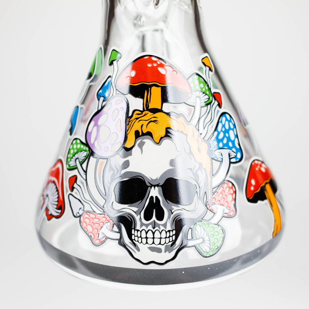 Z10" Glow in the dark Glass Bong With  Mushroom Skull  Design