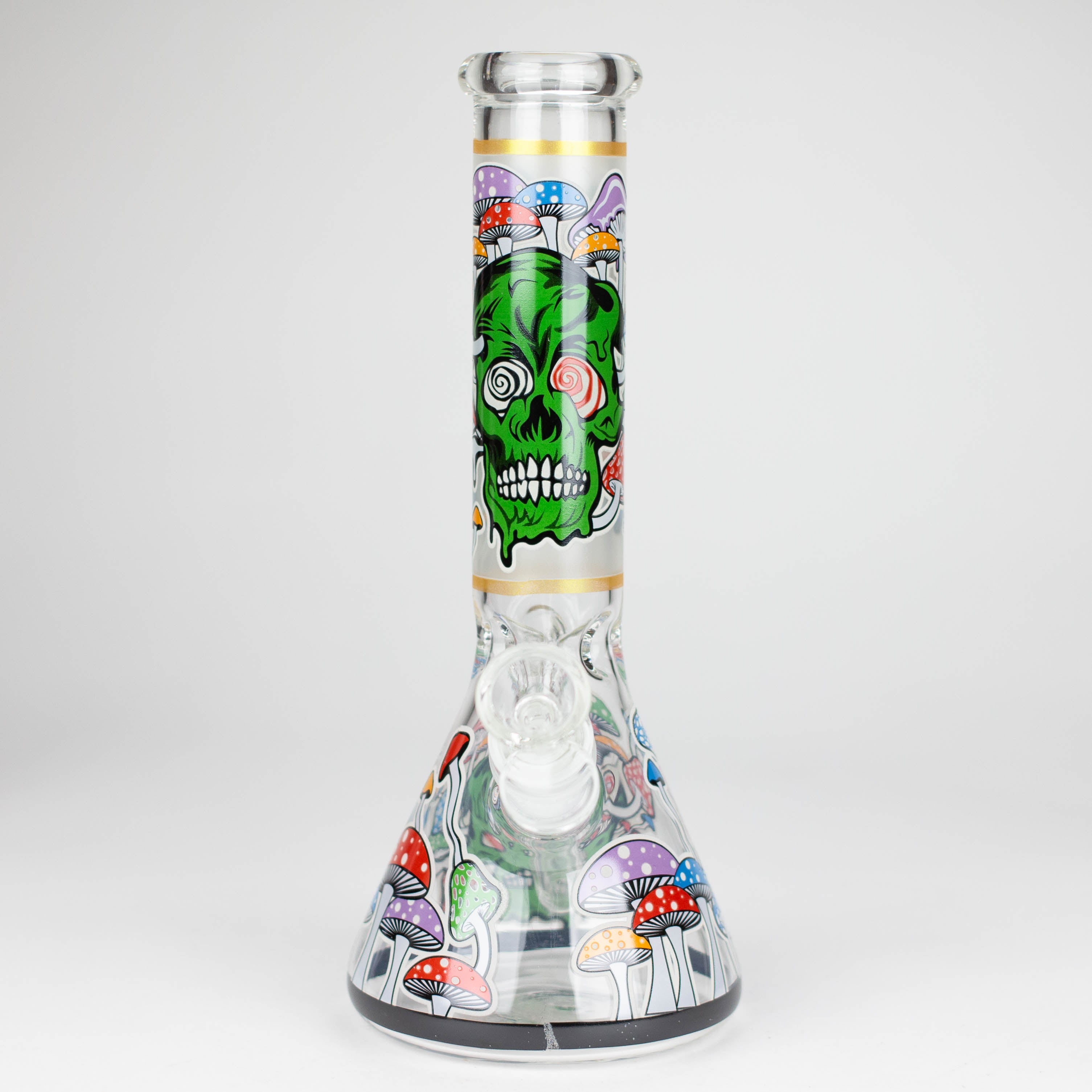 Z10" Glow in the dark Glass Bong With  Mushroom Skull  Design