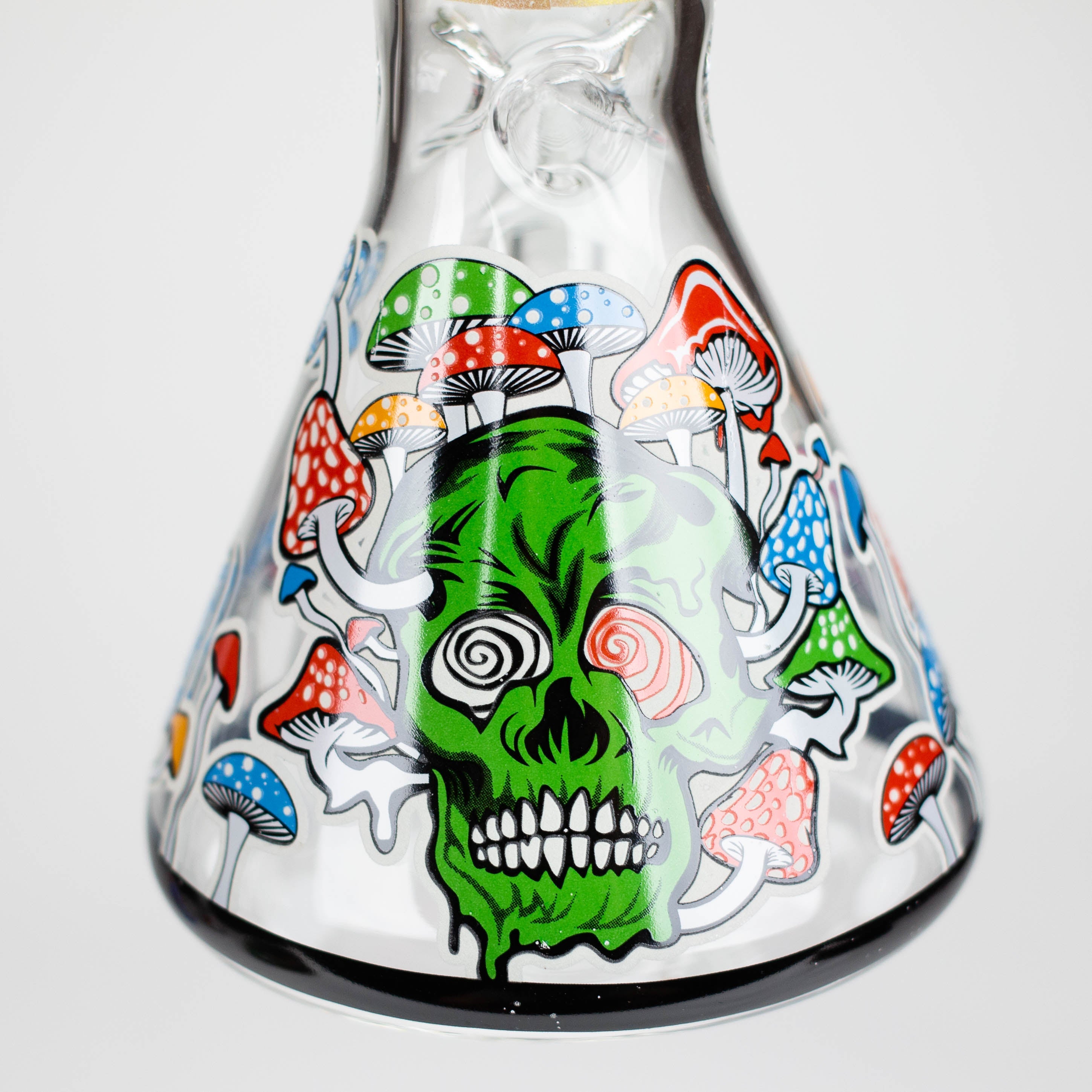 Z10" Glow in the dark Glass Bong With  Mushroom Skull  Design