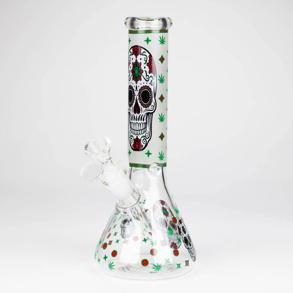Z10" Glass Bong With Sugar Skull  Design