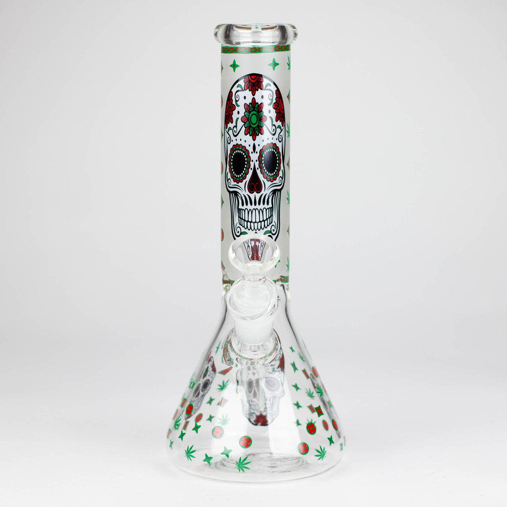 Z10" Glass Bong With Sugar Skull  Design