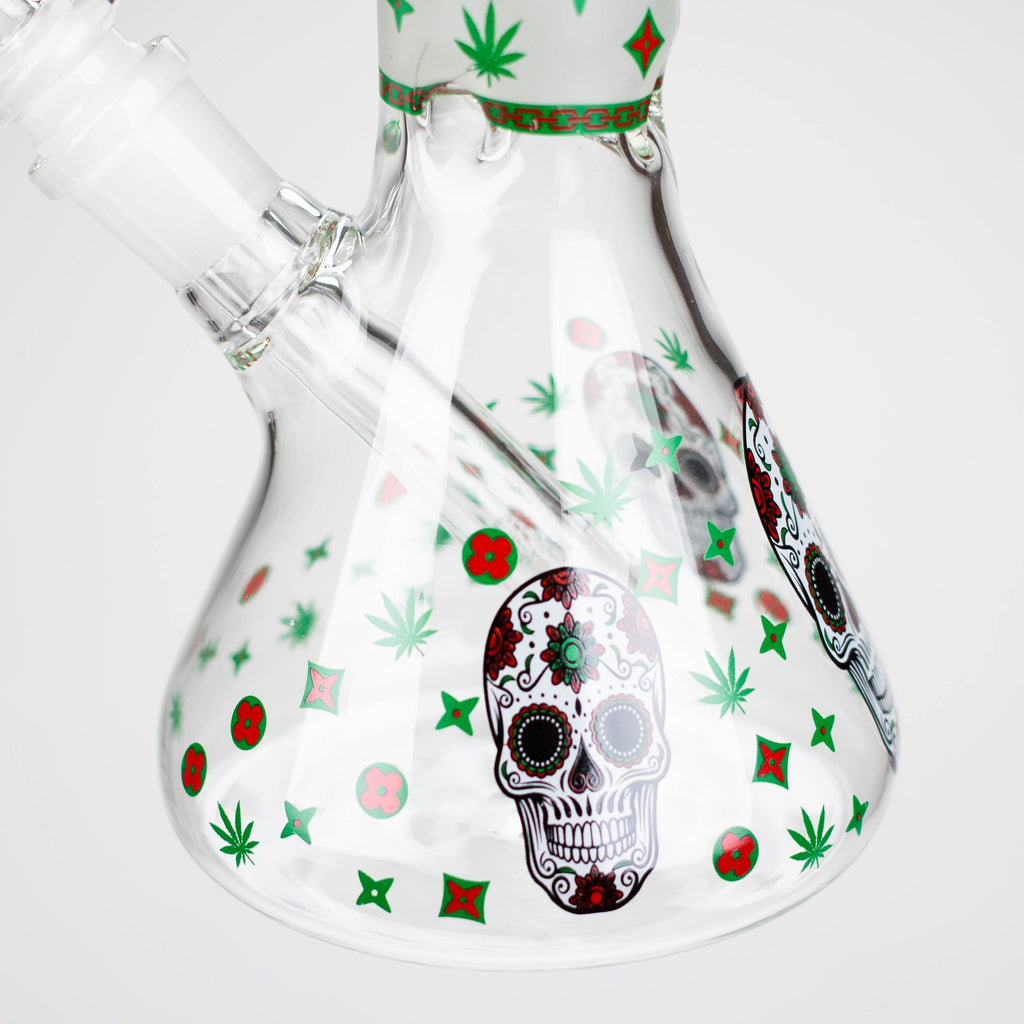 Z10" Glass Bong With Sugar Skull  Design