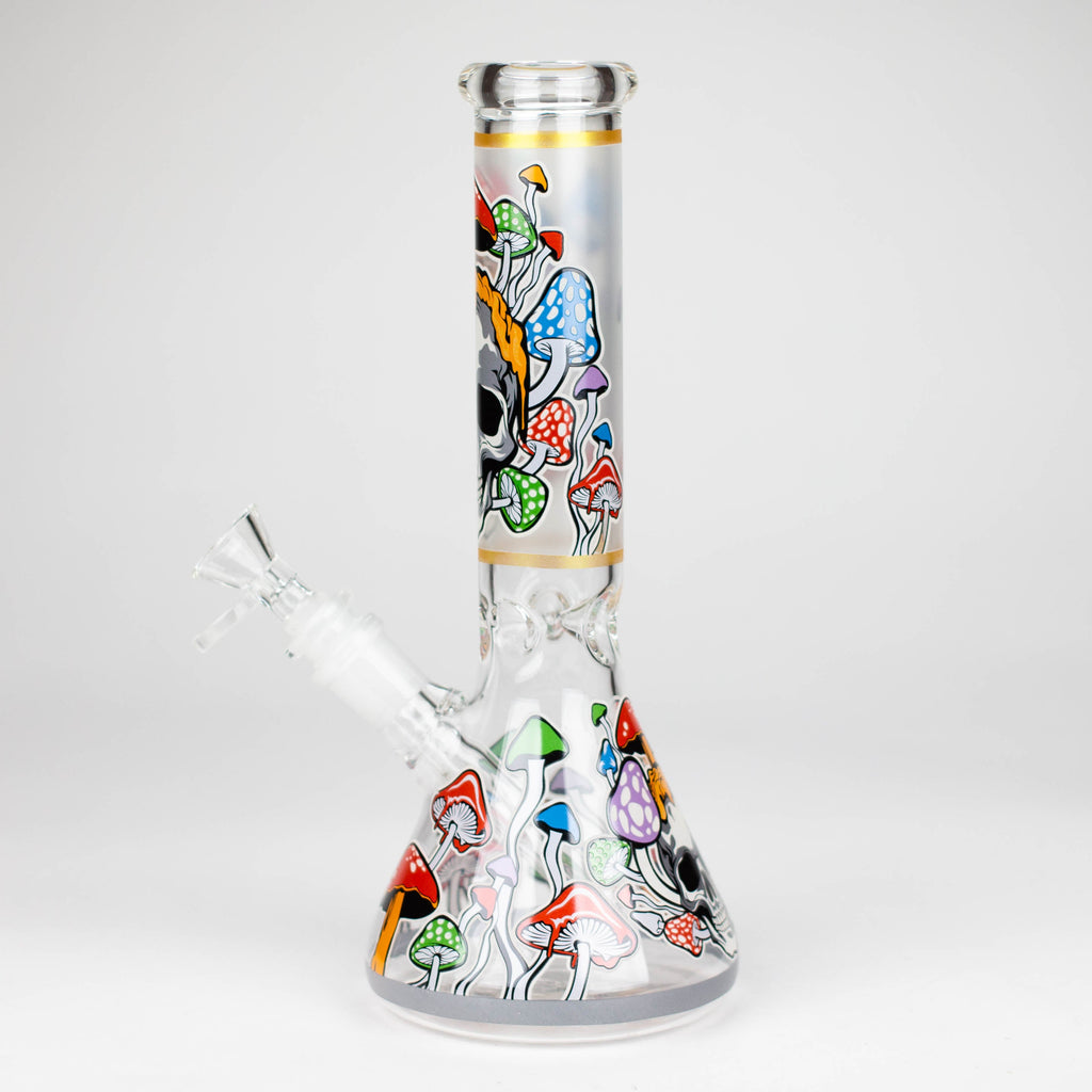 Z10" Glow in the dark Glass Bong With  Mushroom Skull  Design