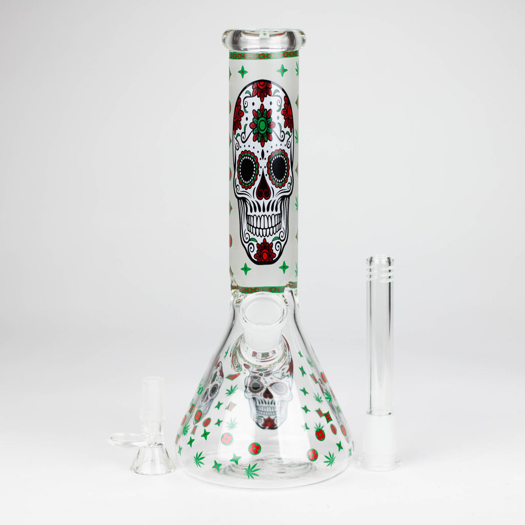 Z10" Glass Bong With Sugar Skull  Design