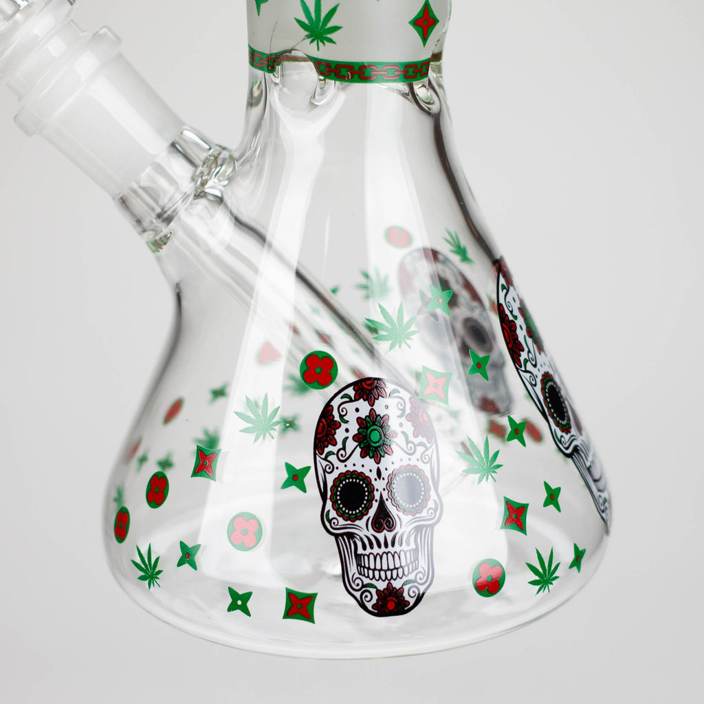 Z10" Glass Bong With Sugar Skull  Design