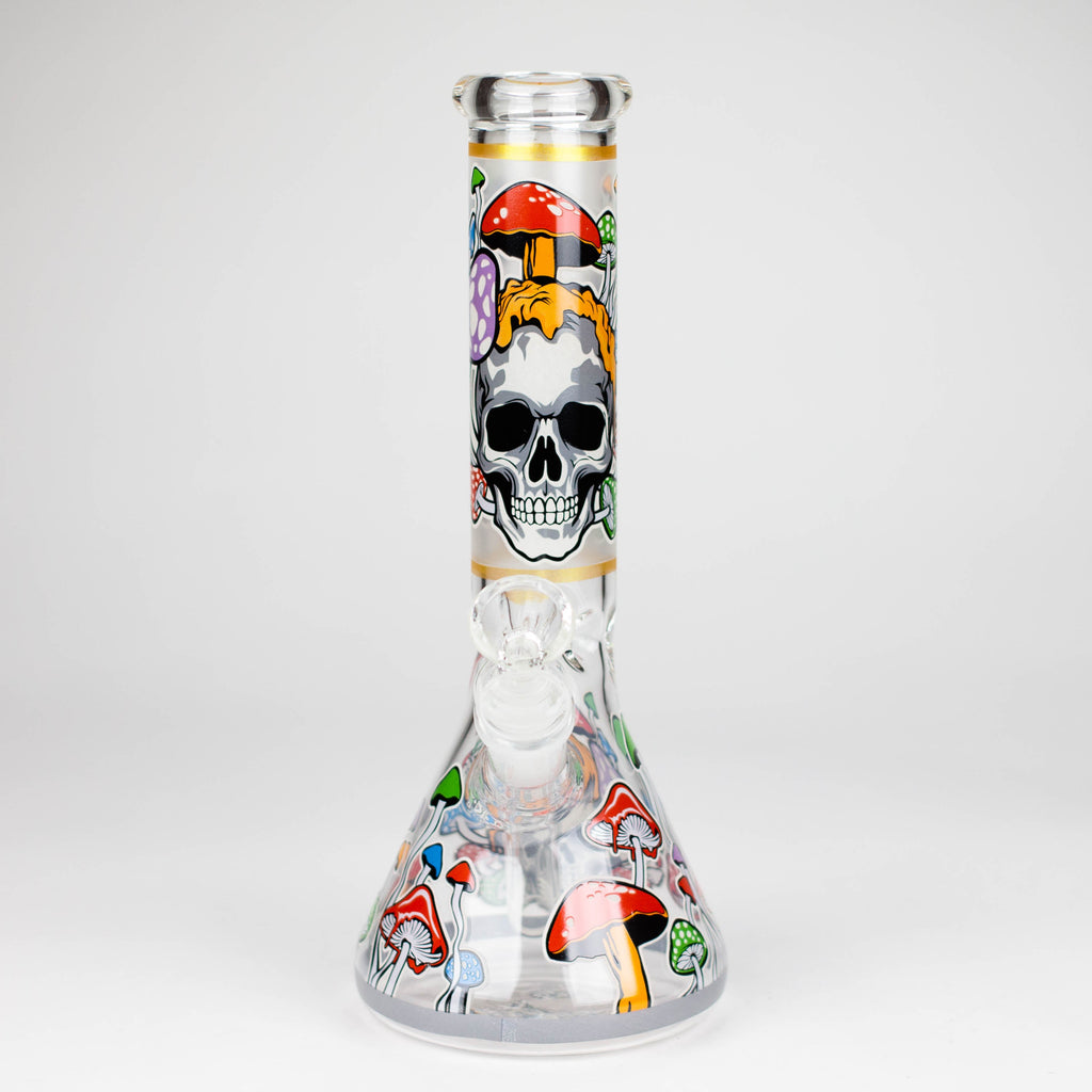 Z10" Glow in the dark Glass Bong With  Mushroom Skull  Design