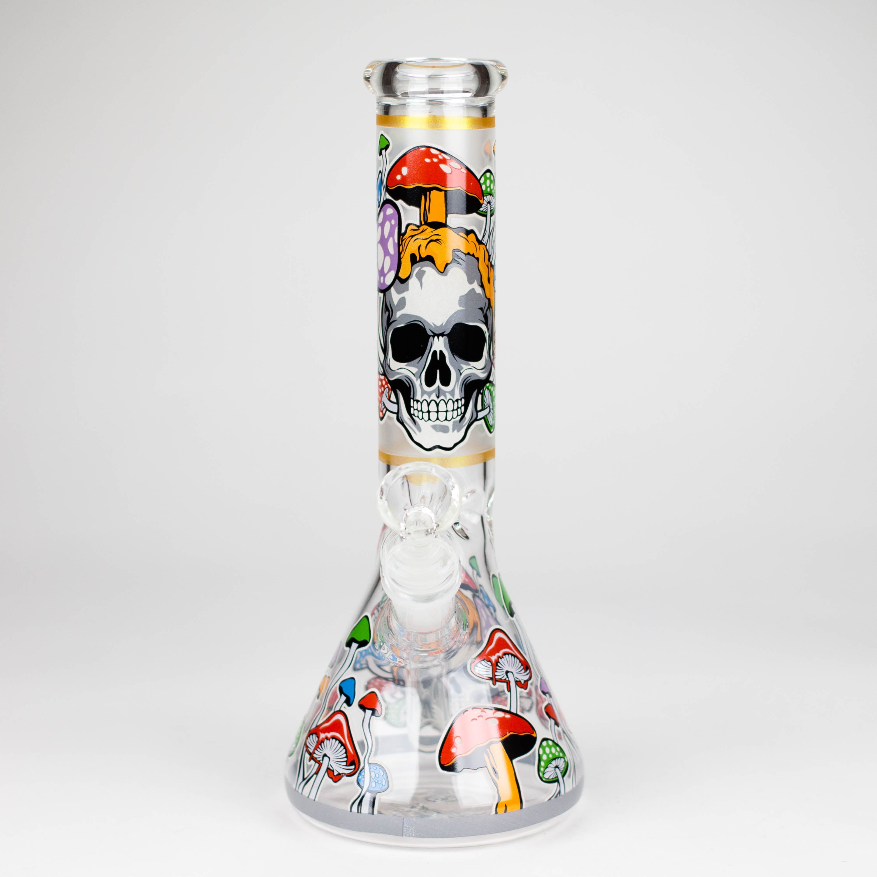 Z10" Glow in the dark Glass Bong With  Mushroom Skull  Design