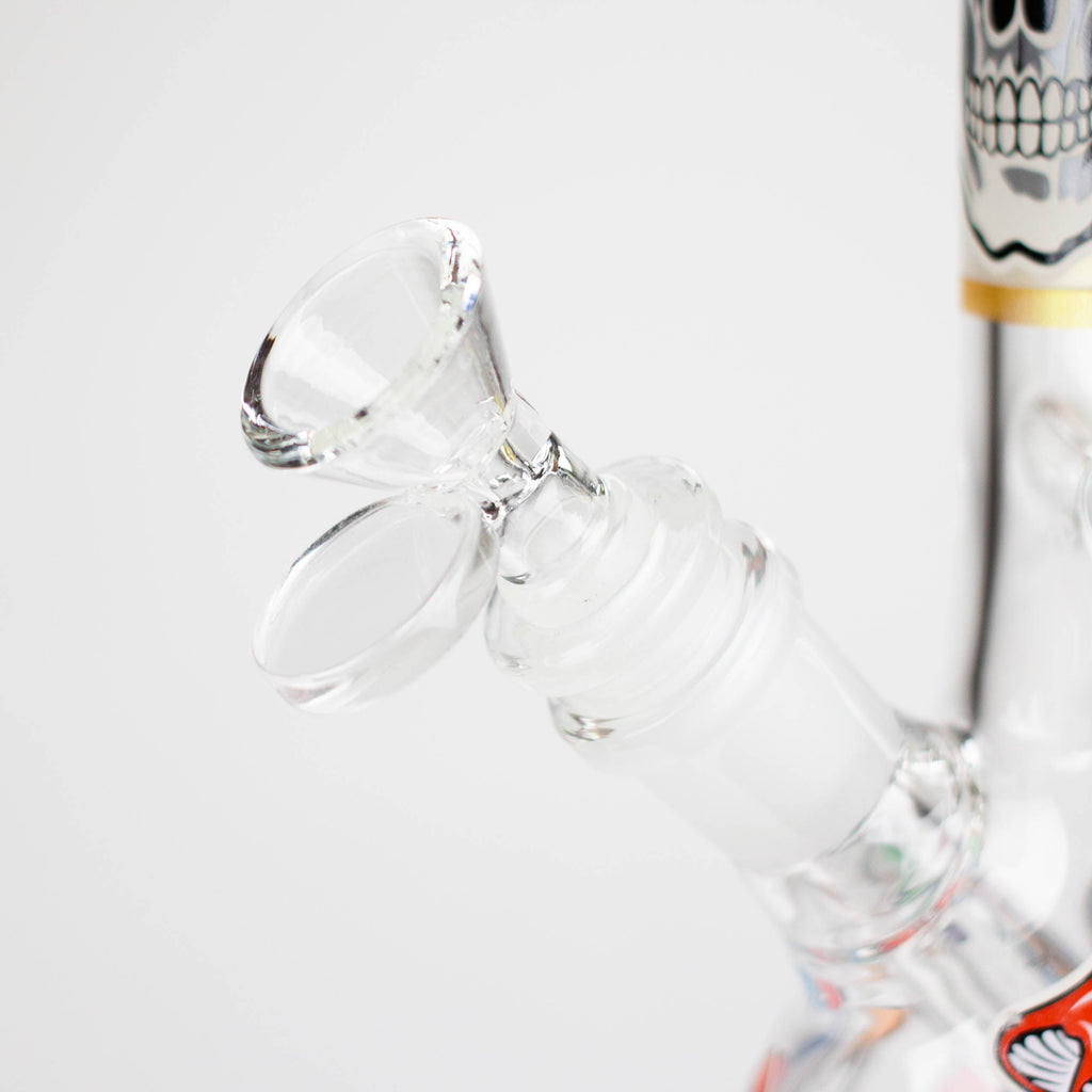 Z10" Glow in the dark Glass Bong With  Mushroom Skull  Design