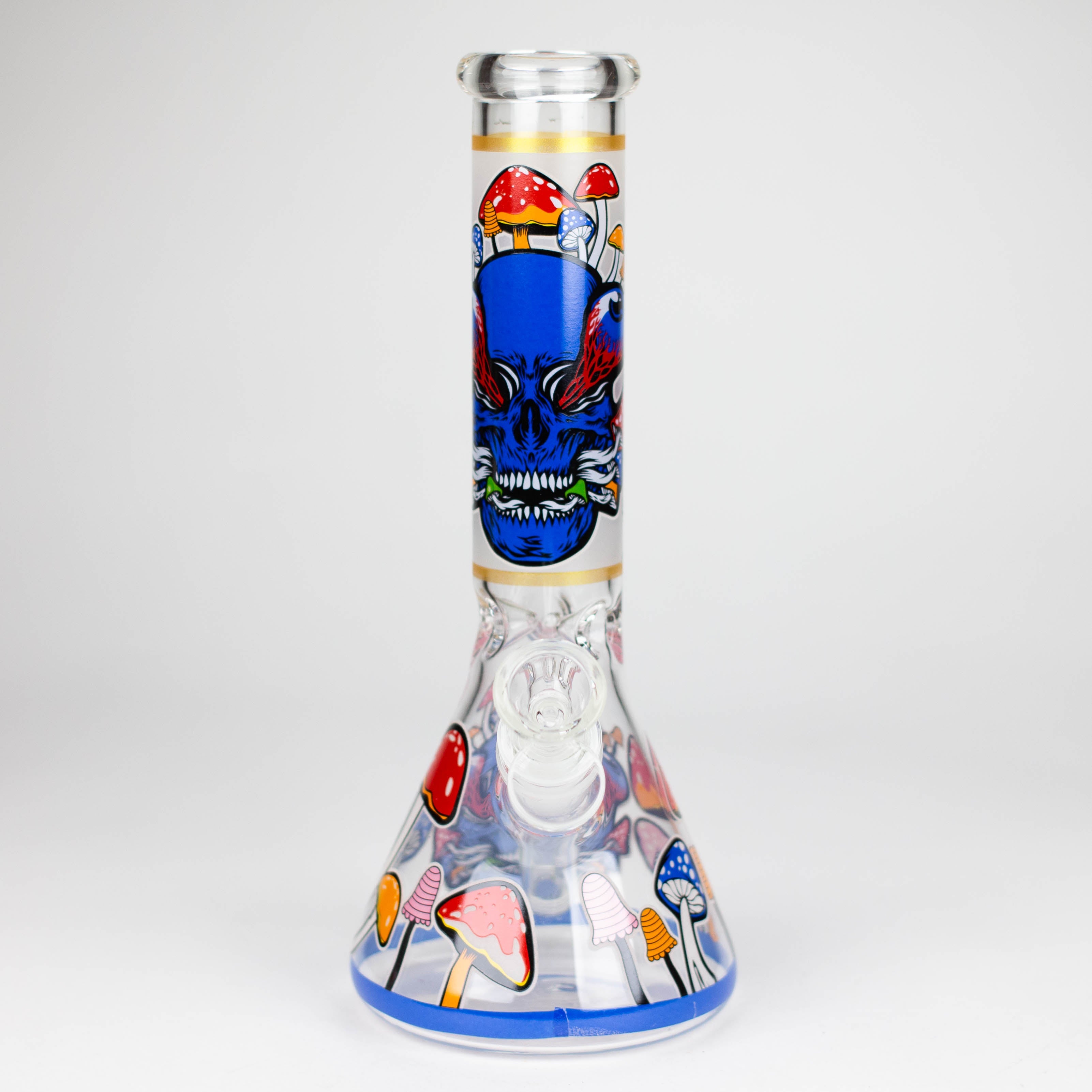 Z10" Glow in the dark Glass Bong With  Mushroom Skull  Design