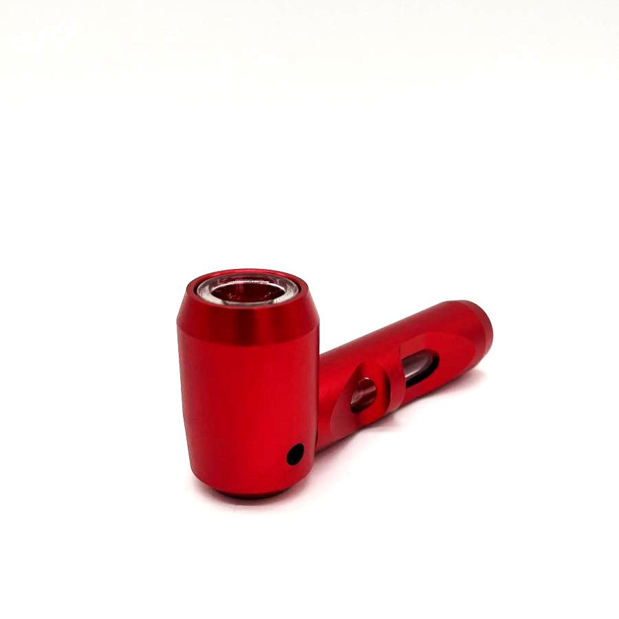 Metal hand pipe with glass bowl and tube