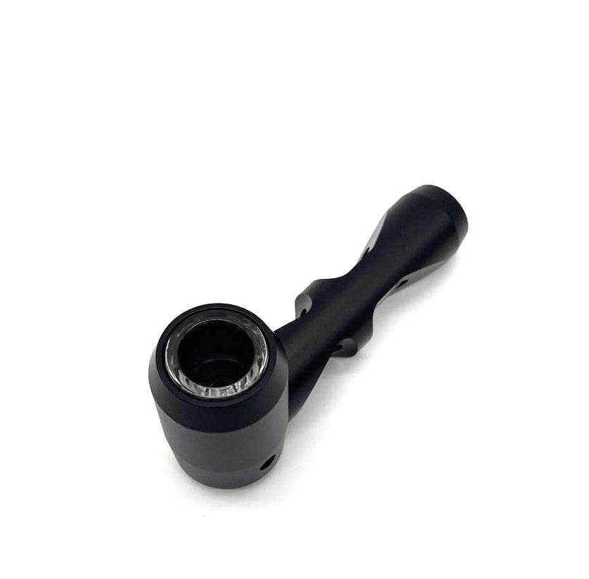 Metal hand pipe with glass bowl and tube