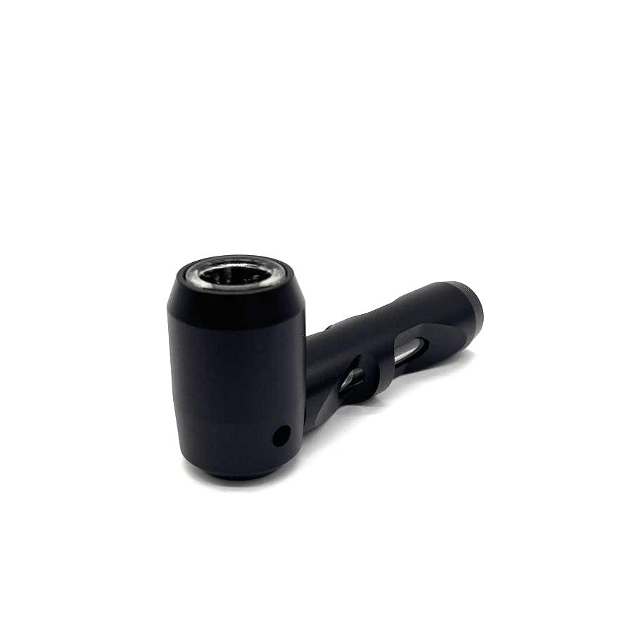 Metal hand pipe with glass bowl and tube