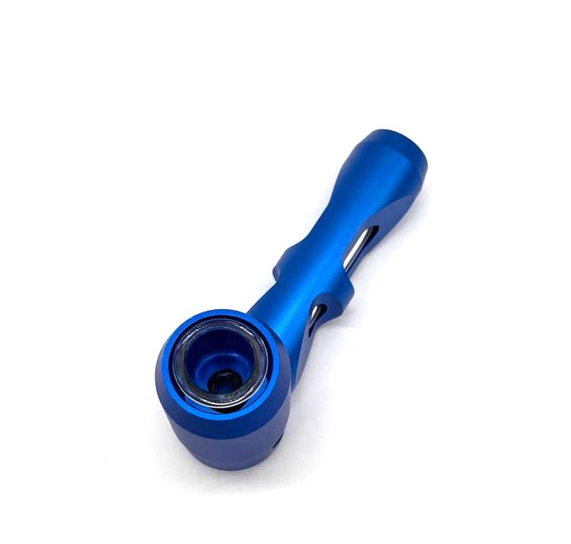 Metal hand pipe with glass bowl and tube