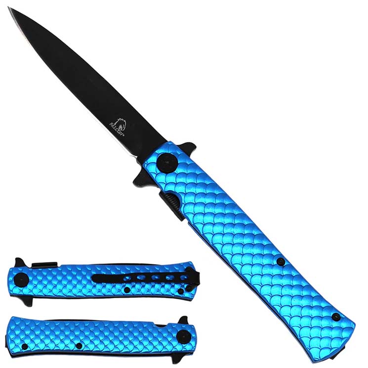 Falcon 9" Overall Blue Folding Knife