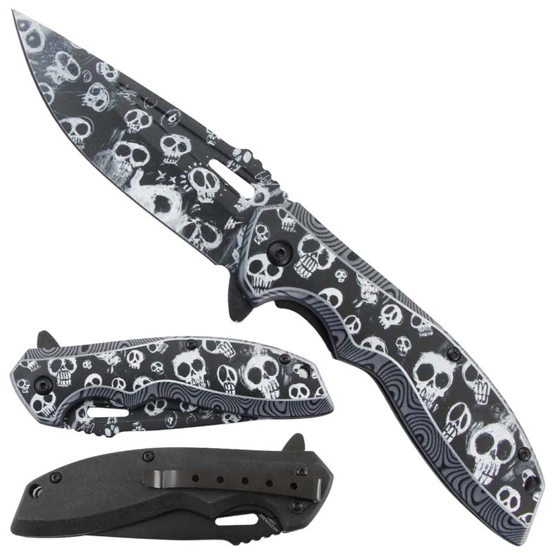 8.5" Spring assisted knife, plastic handle with 3D print