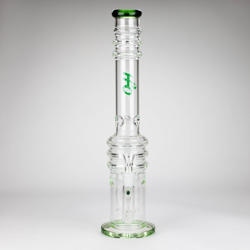 H2O | 18" 7mm glass bong with double layer honeycomb [H2O-5015]