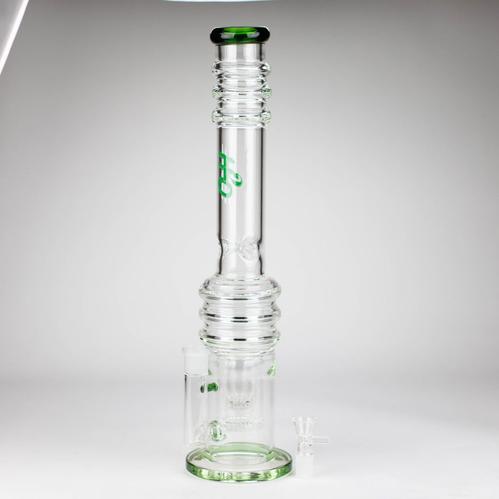 H2O | 18" 7mm glass bong with double layer honeycomb [H2O-5015]