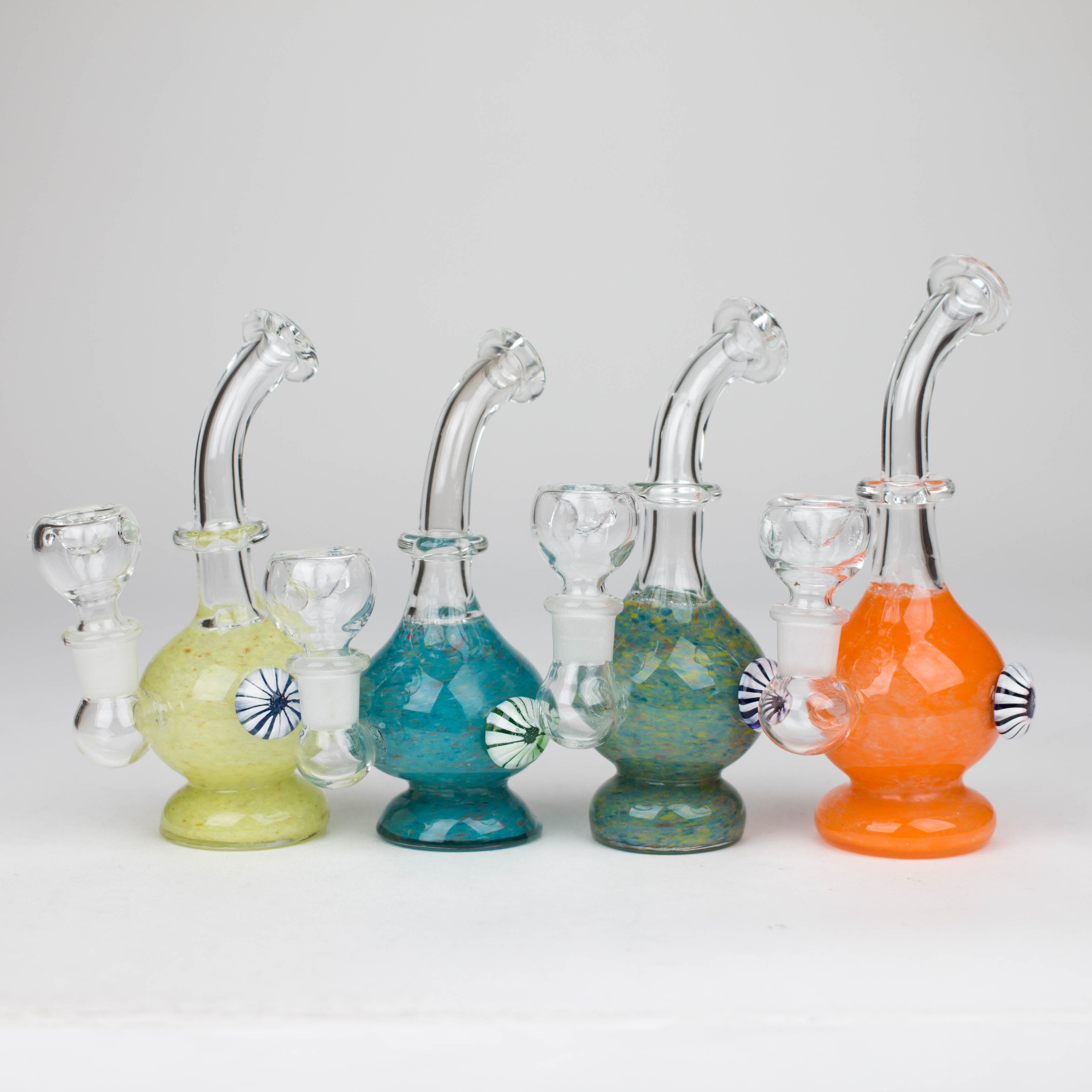 6" Bent neck bong with decoration-Color Assorted