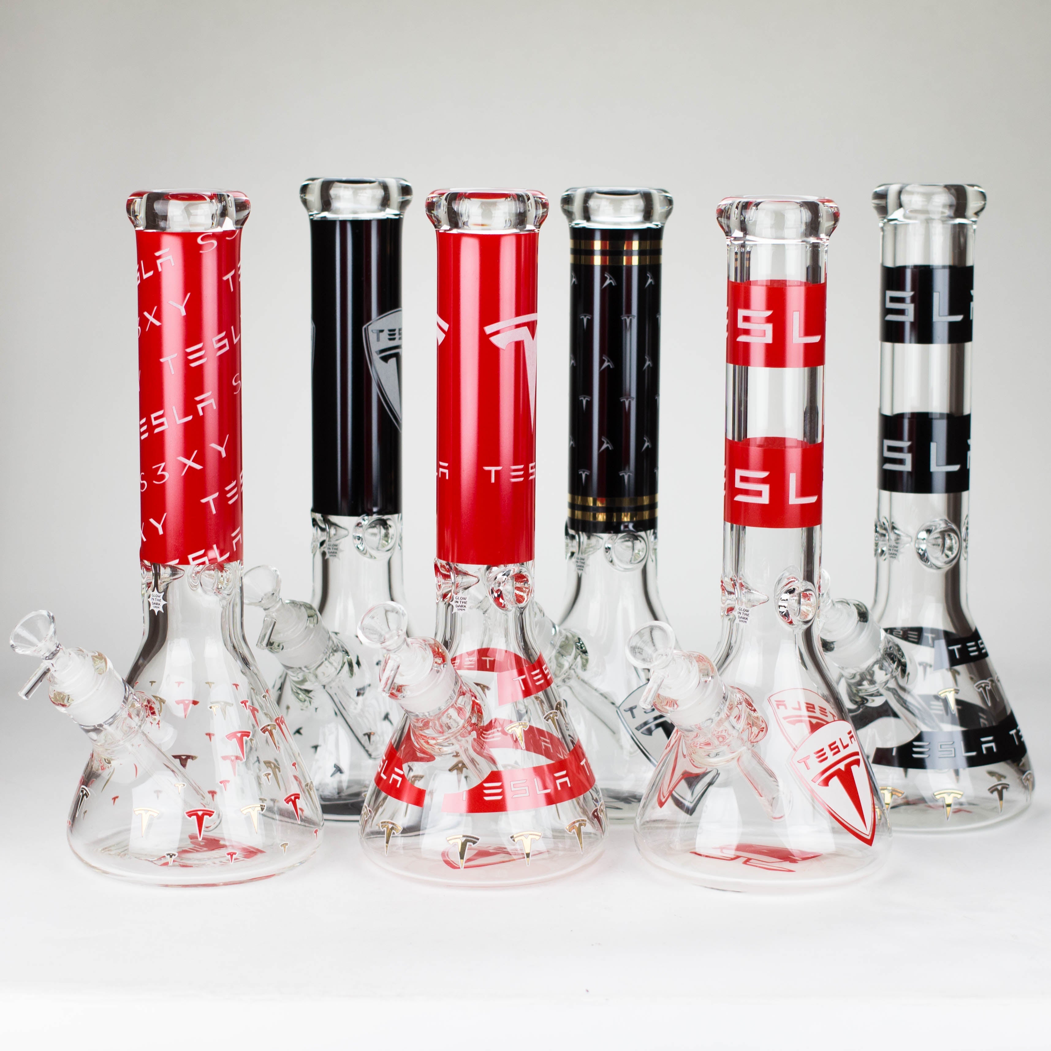 TSLA Glow in the Dark 14" 9 mm glass bong [PIP866]