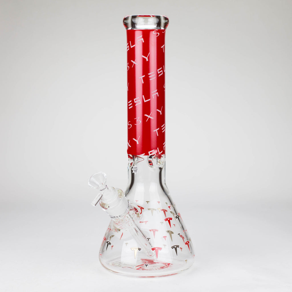 TSLA Glow in the Dark 14" 9 mm glass bong [PIP866]