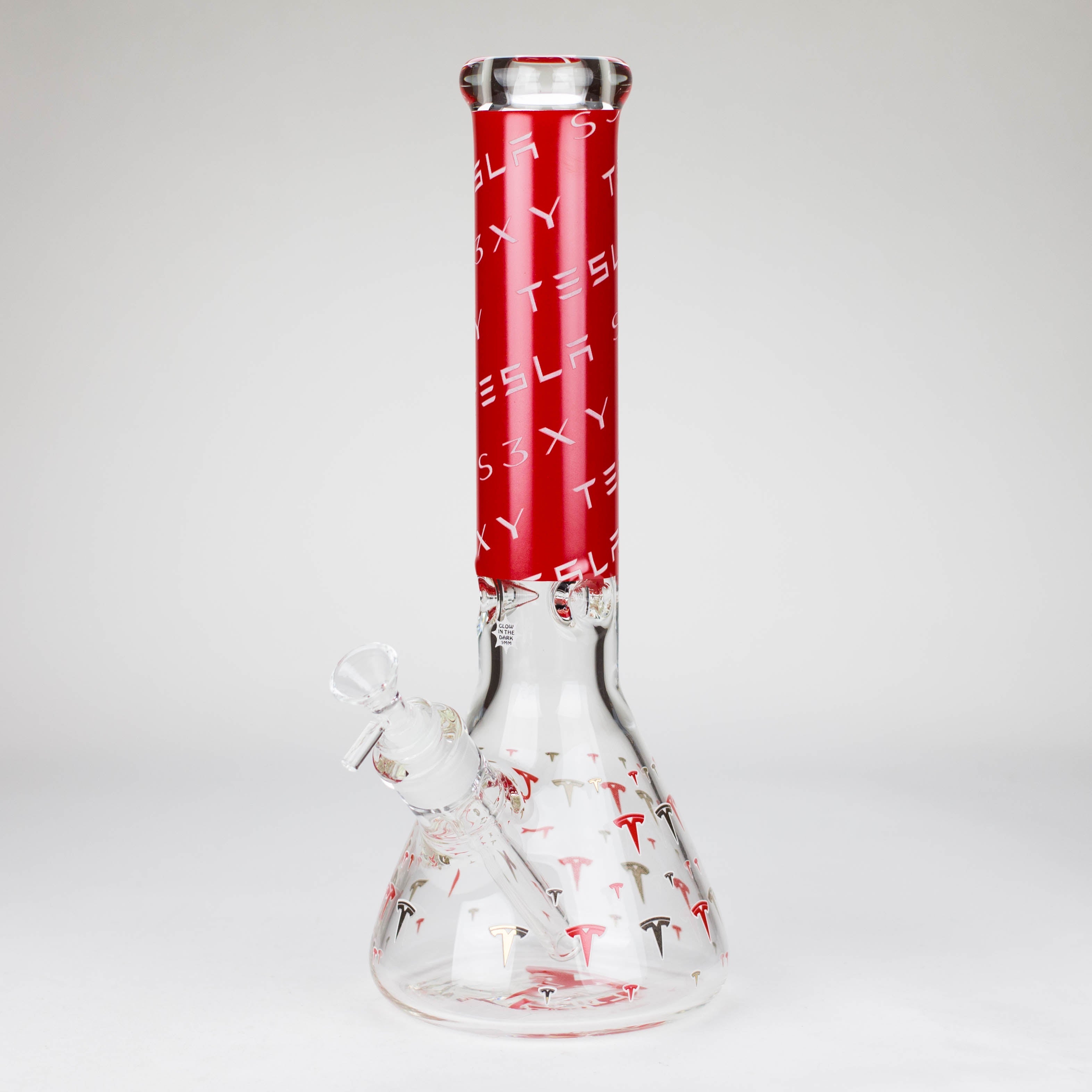 TSLA Glow in the Dark 14" 9 mm glass bong [PIP866]