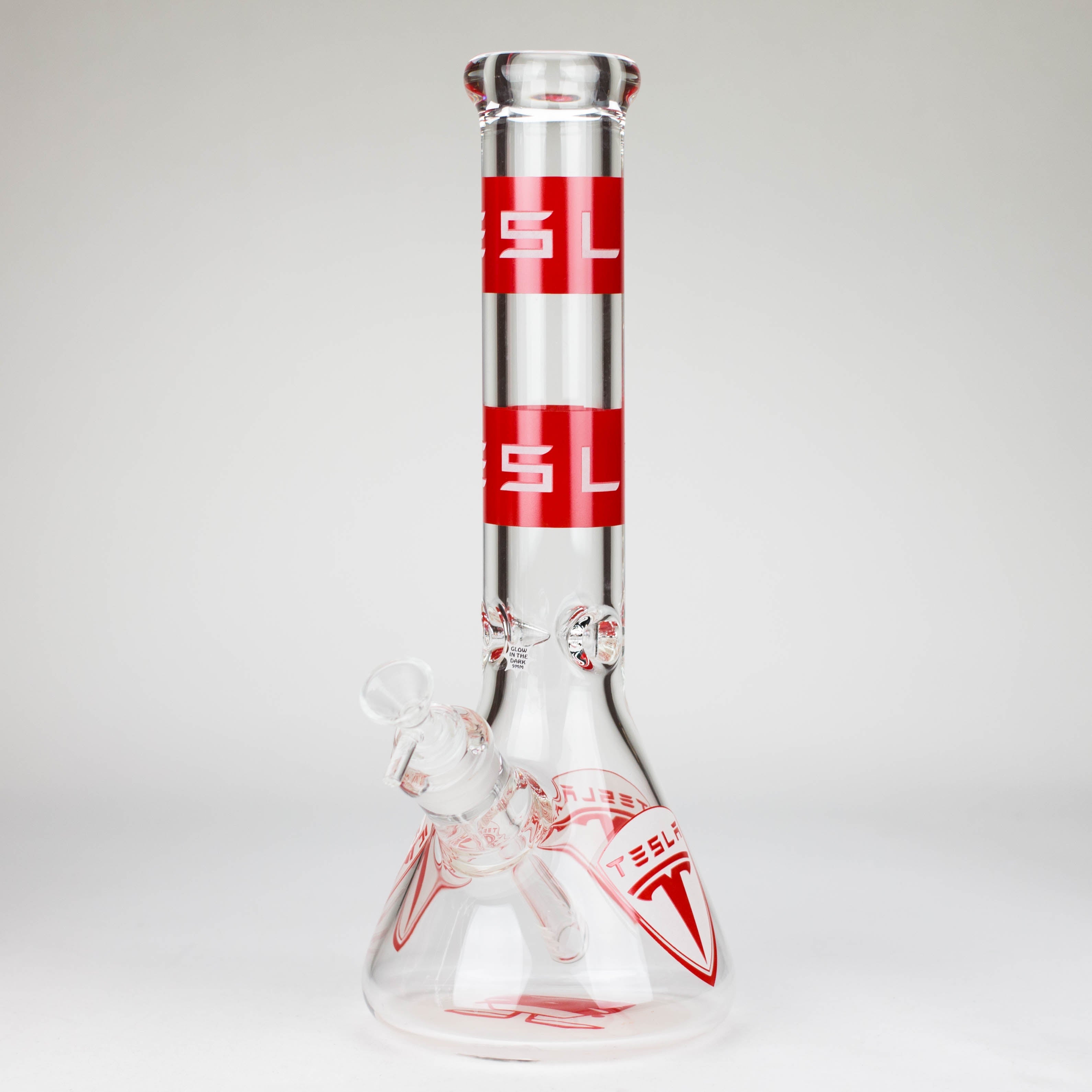 TSLA Glow in the Dark 14" 9 mm glass bong [PIP866]
