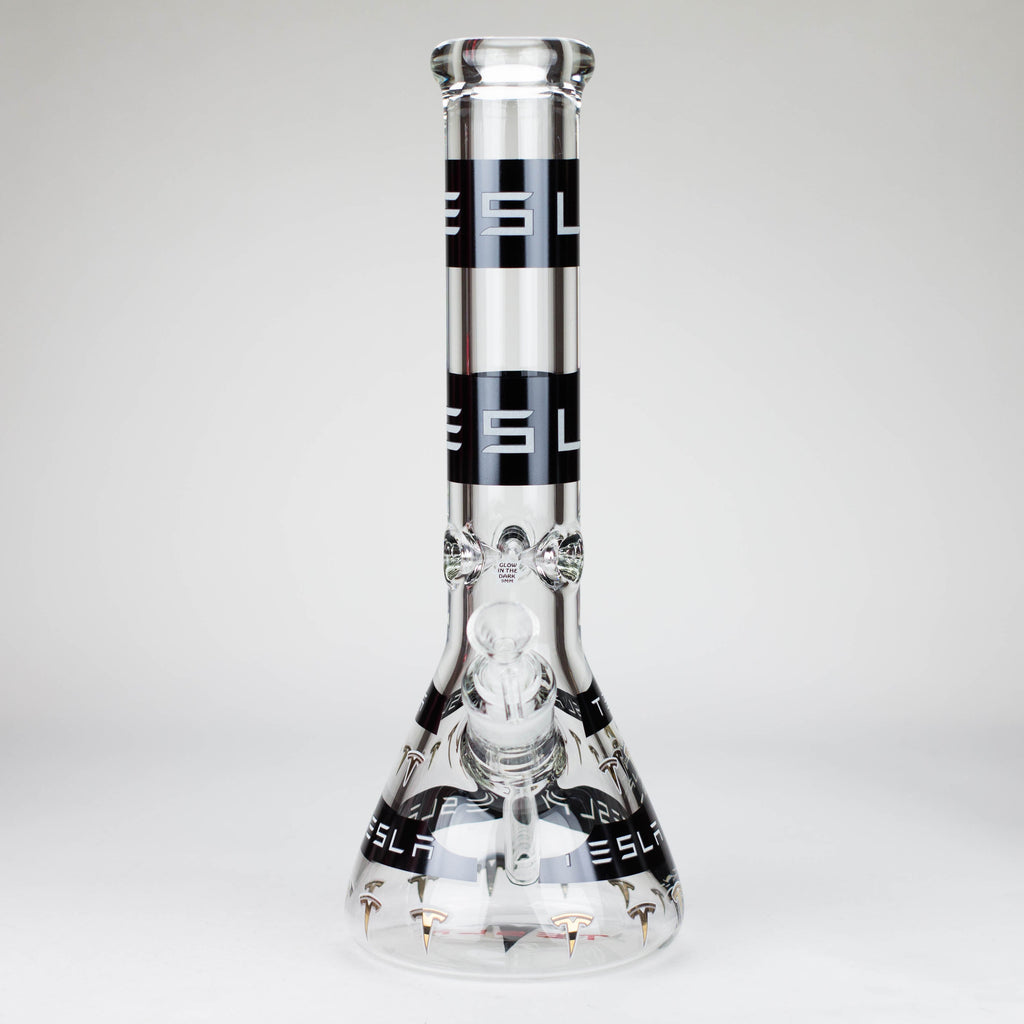 TSLA Glow in the Dark 14" 9 mm glass bong [PIP866]