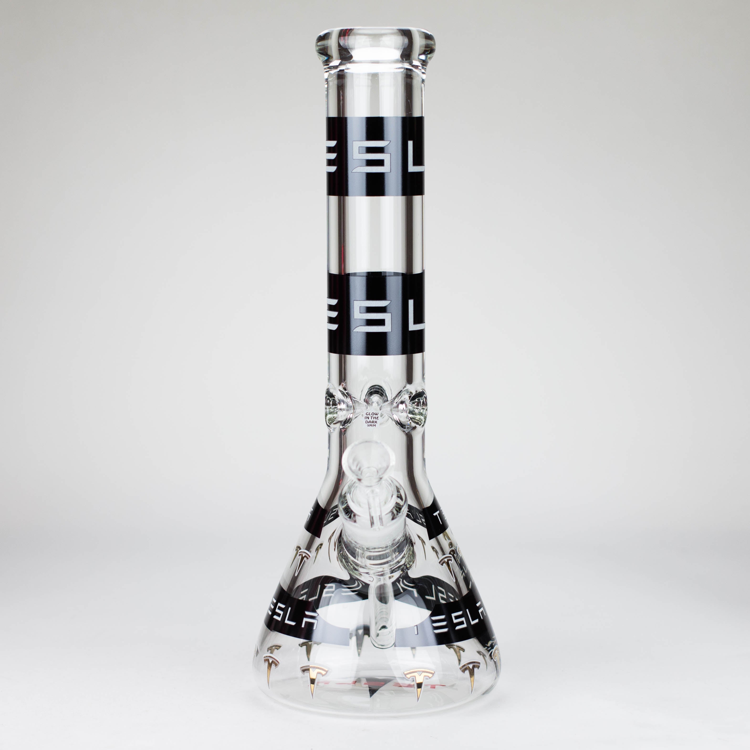 TSLA Glow in the Dark 14" 9 mm glass bong [PIP866]