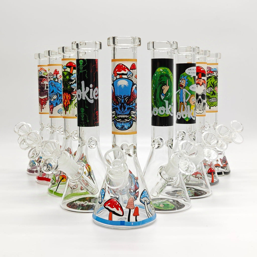 9" 4mm Assorted Characters Beaker Bong [093204P]