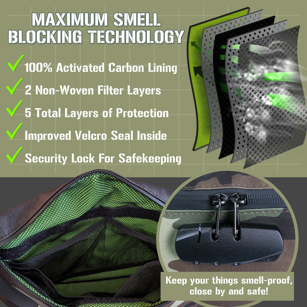 Herbhuggers | Smell Proof Bag with Combination Lock + Metal Rolling Tray