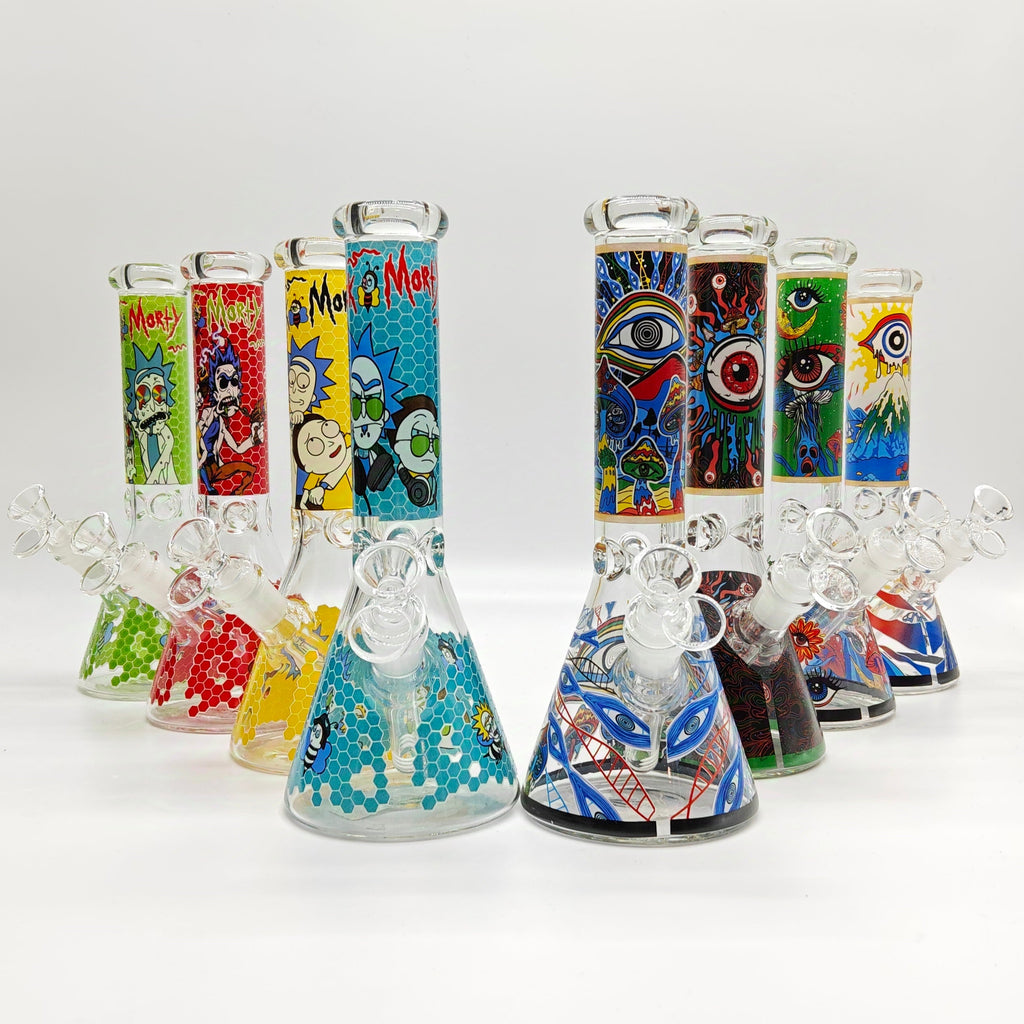 10" 5mm Assorted Design Beaker Bong [103805P]