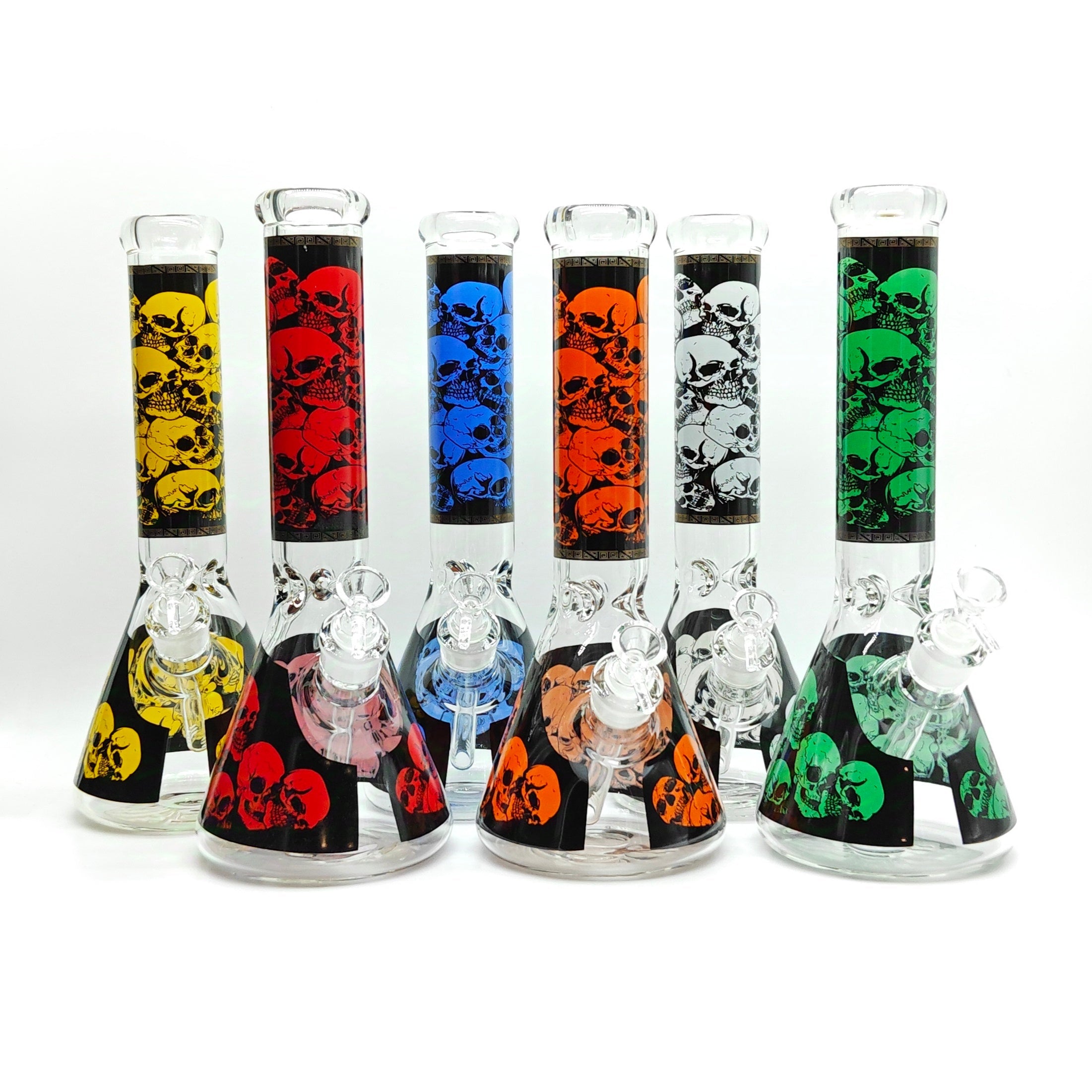 14" 7mm Skull Beaker Glass Bong [P8]