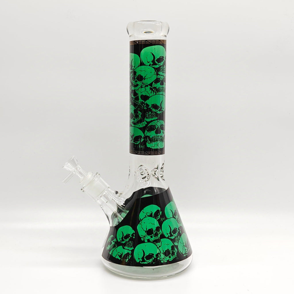 14" 7mm Skull Beaker Glass Bong [P8]