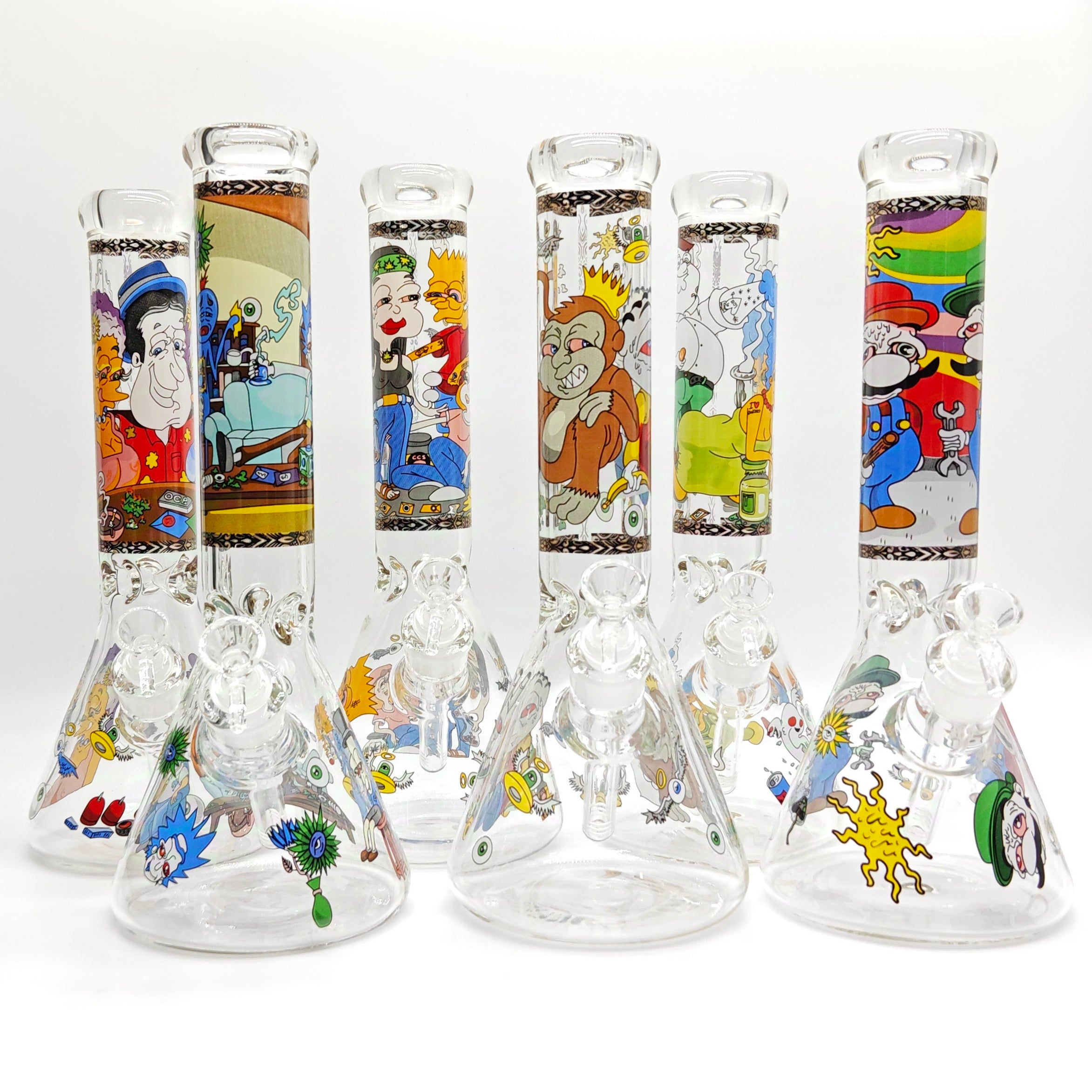 14" 7mm Novelty Design Beaker Glass Bong [240612]