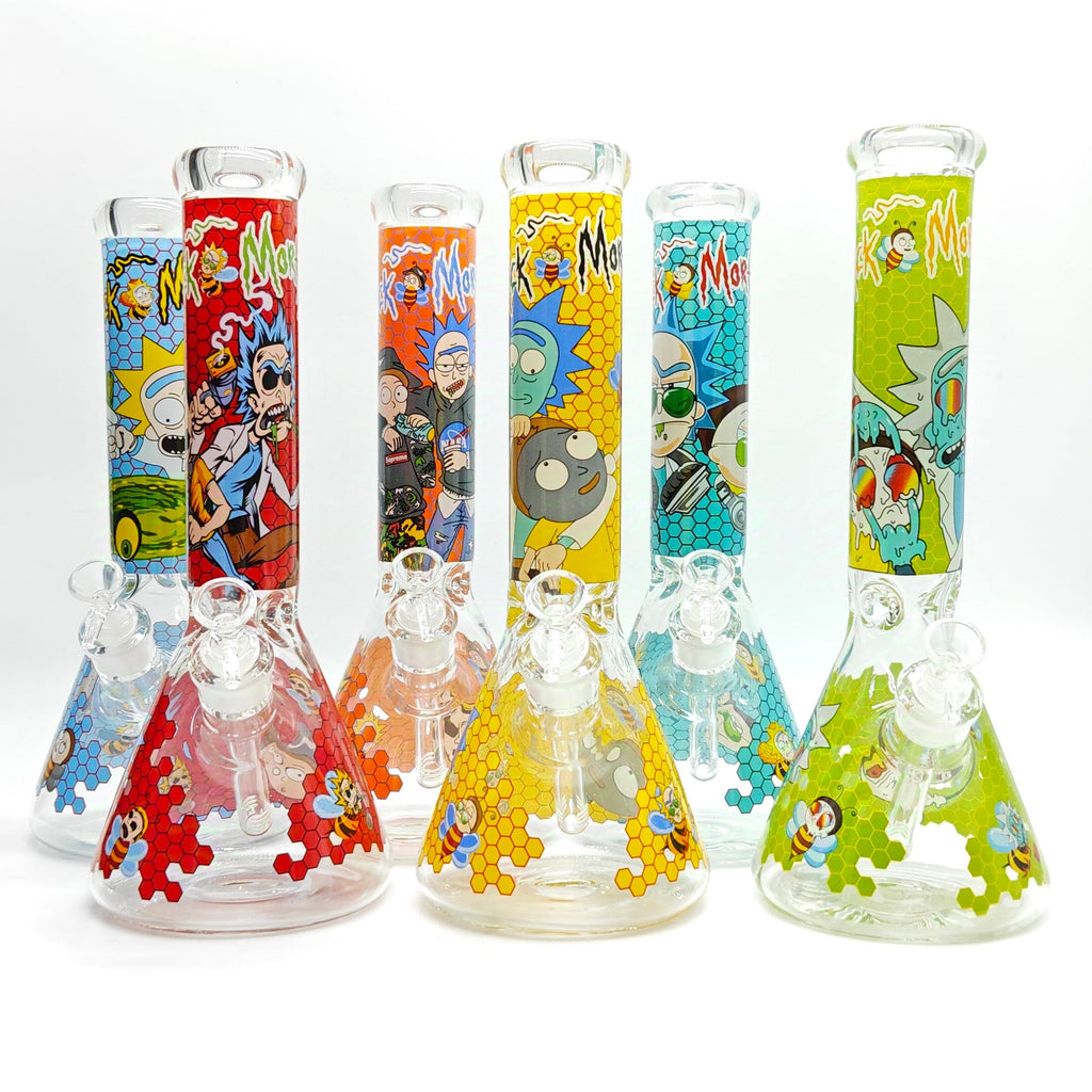 14" 7mm R&M Cartoon Beaker Glass Bong [P29]