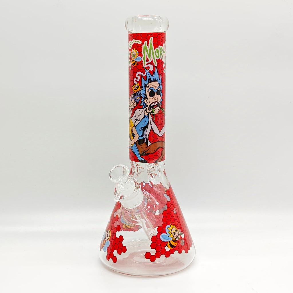14" 7mm R&M Cartoon Beaker Glass Bong [P29]