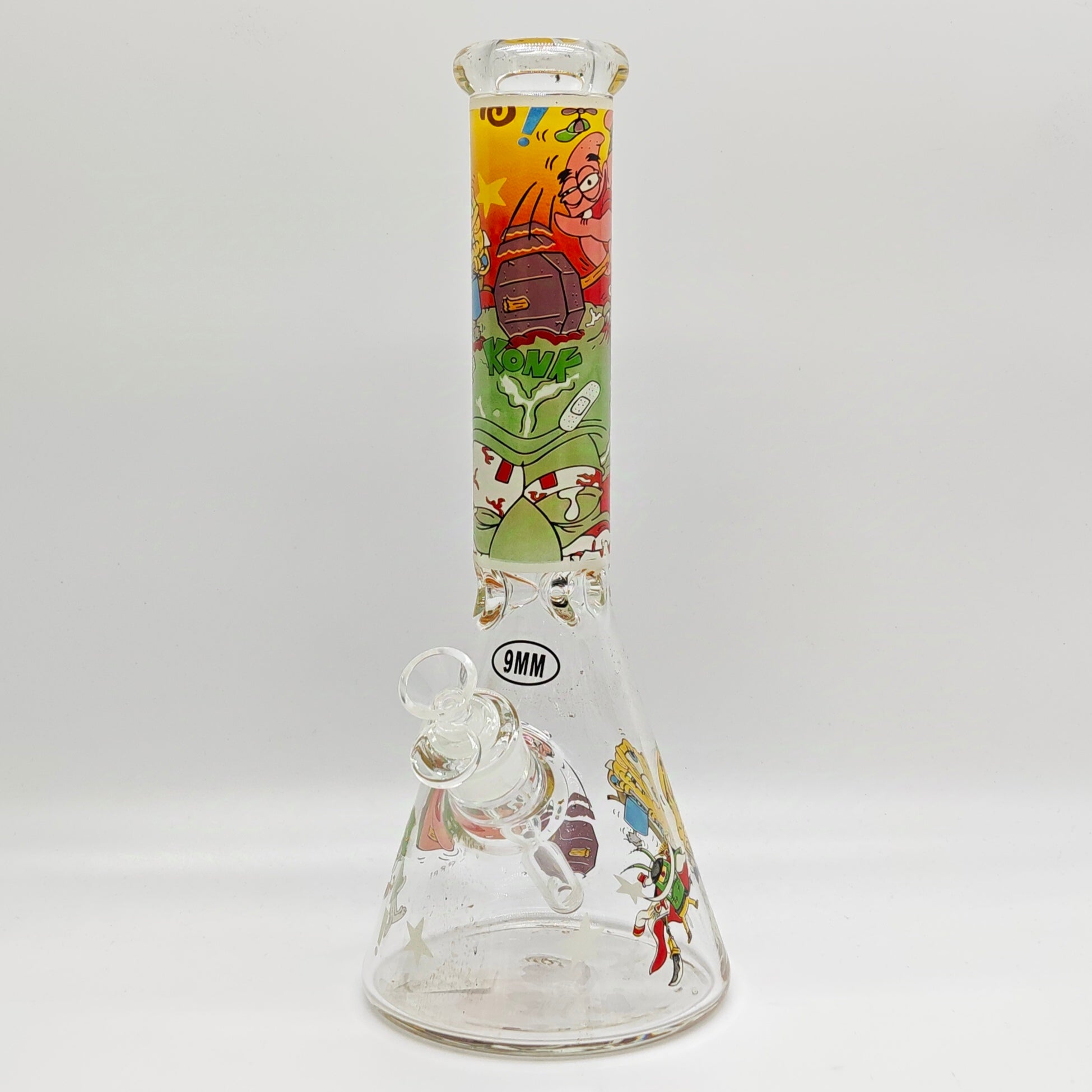 14" 9mm Cartoon Beaker Glass Bong [145009P]