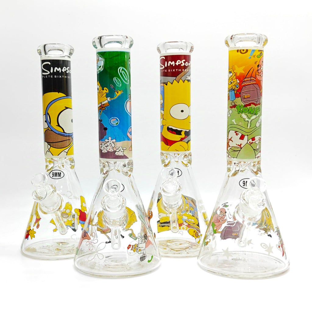 14" 9mm Cartoon Beaker Glass Bong [145009P]