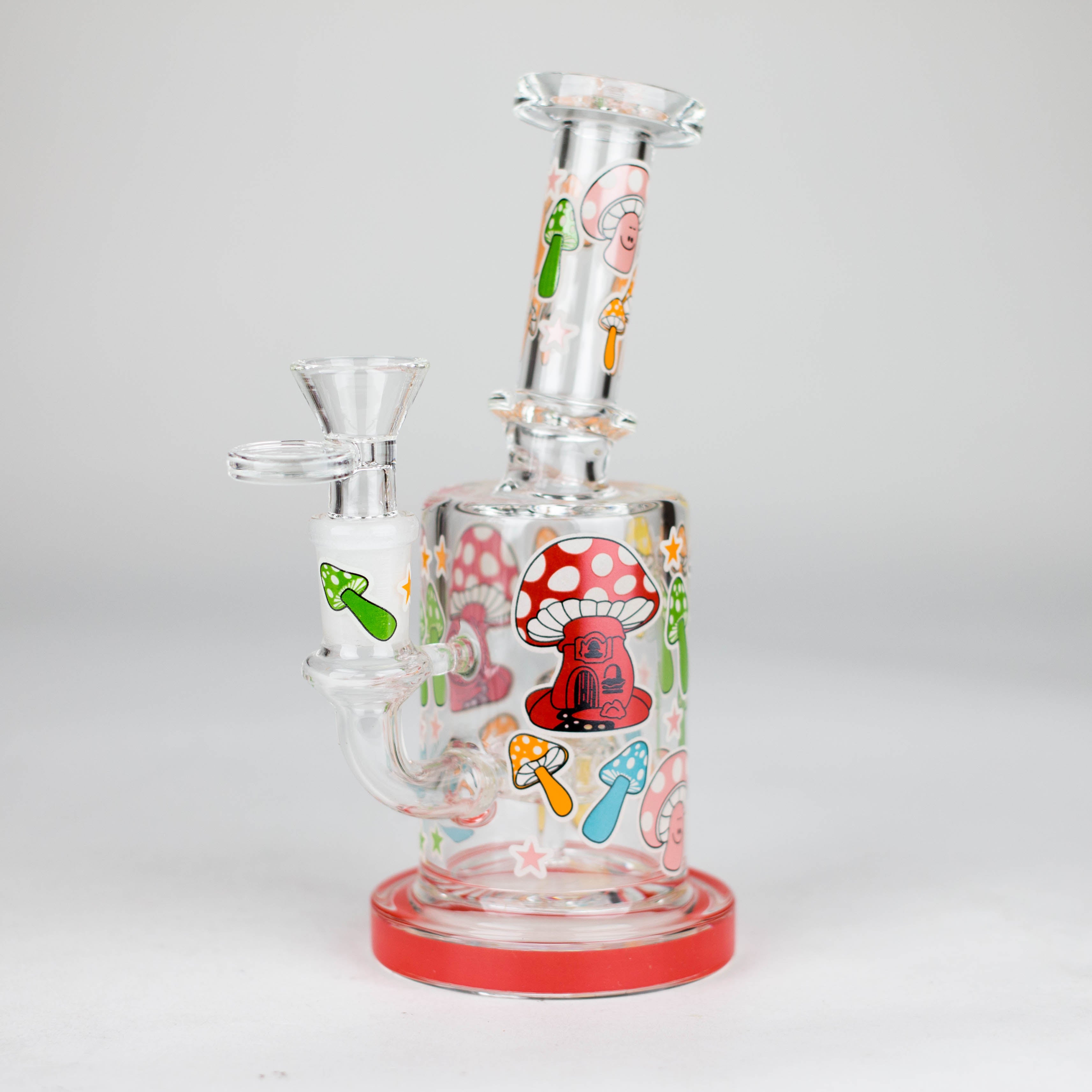 Z7" Color accented  Glass Bong With Perc- Mushroom Design