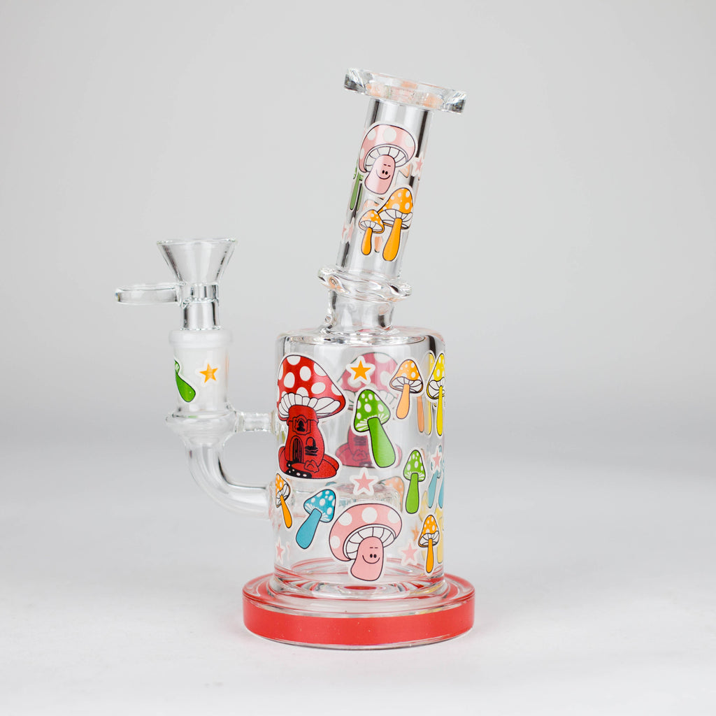 Z7" Color accented  Glass Bong With Perc- Mushroom Design