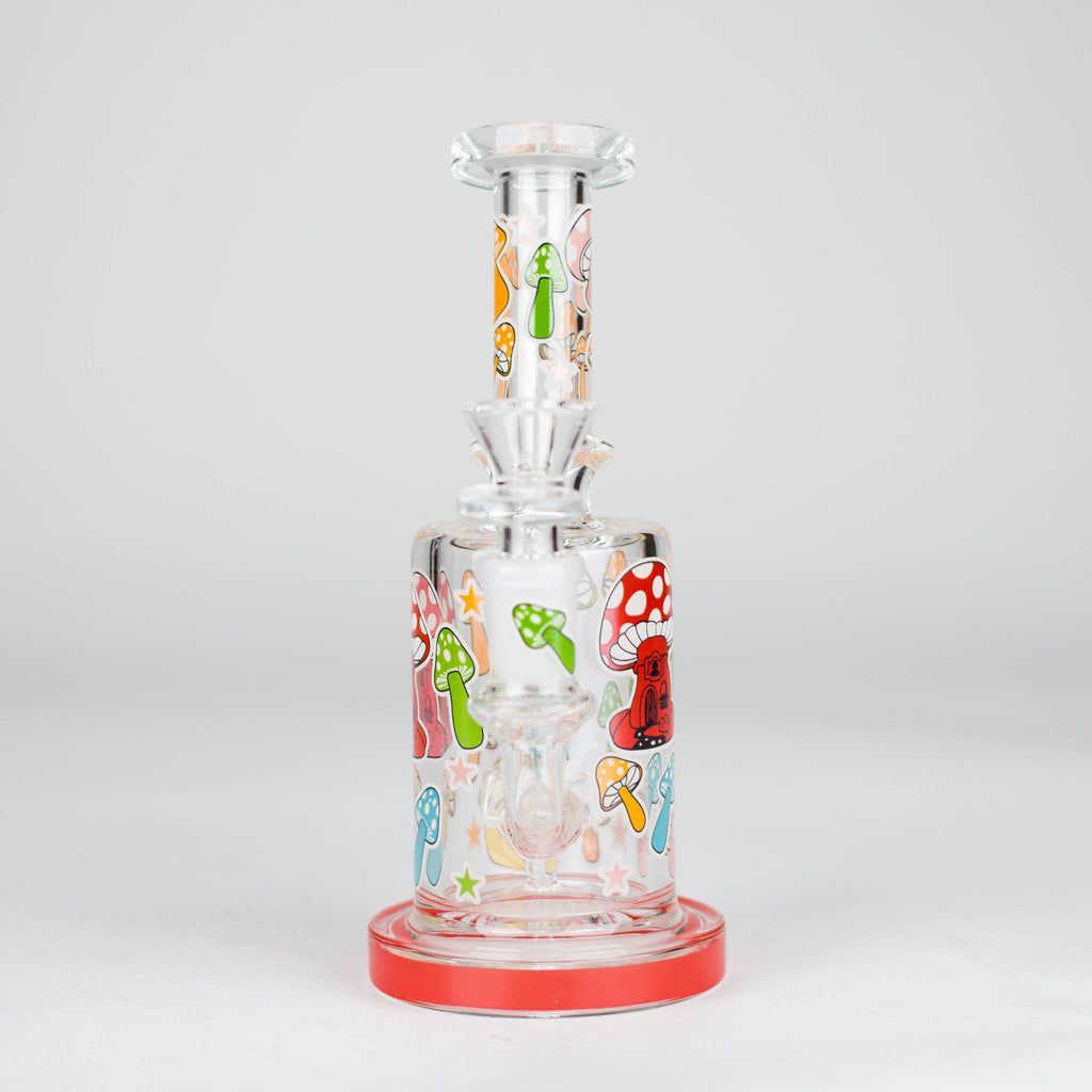 Z7" Color accented  Glass Bong With Perc- Mushroom Design