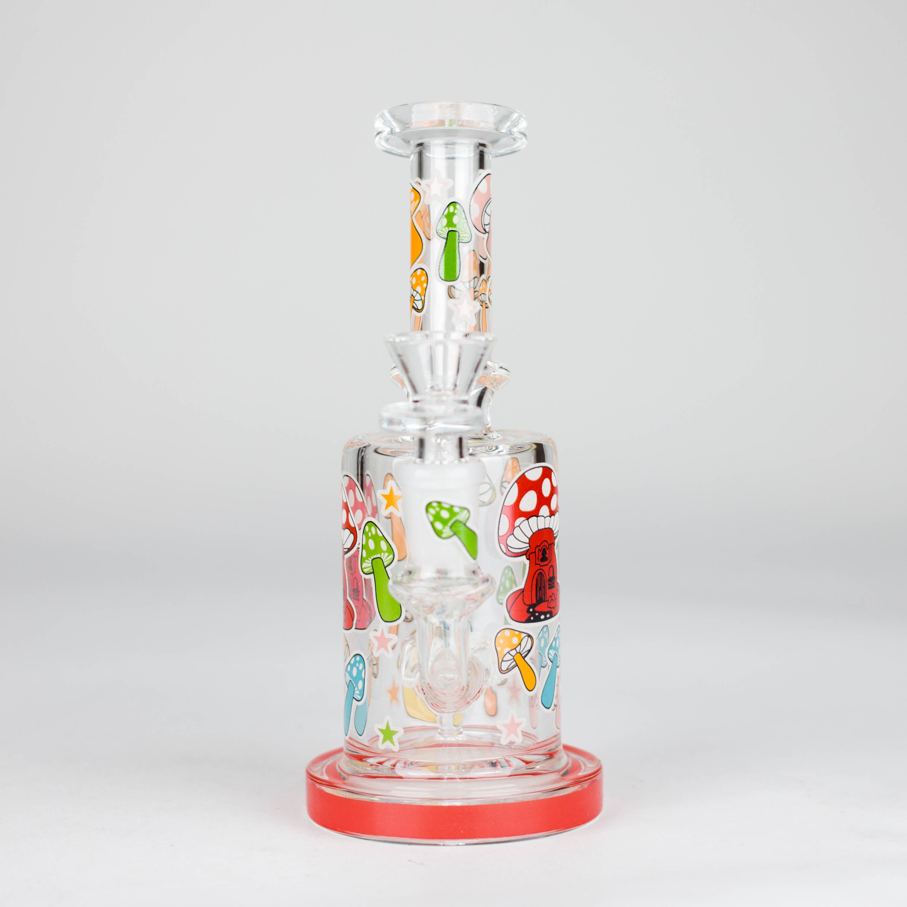 Z7" Color accented  Glass Bong With Perc- Mushroom Design