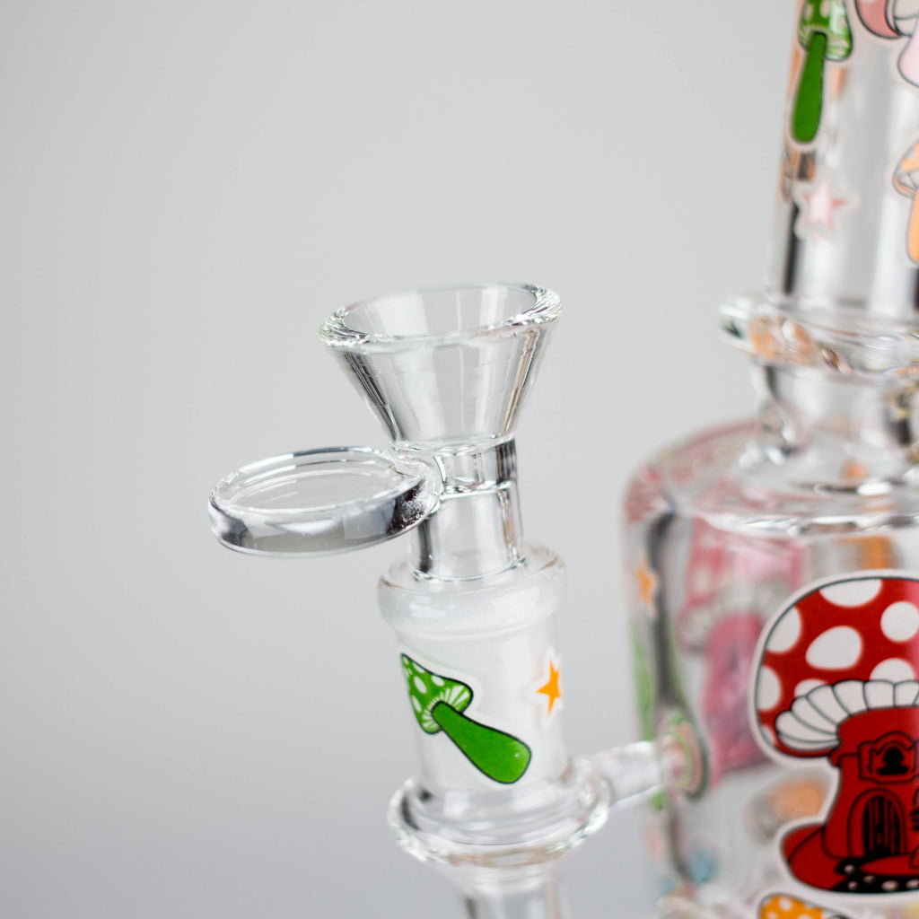 Z7" Color accented  Glass Bong With Perc- Mushroom Design